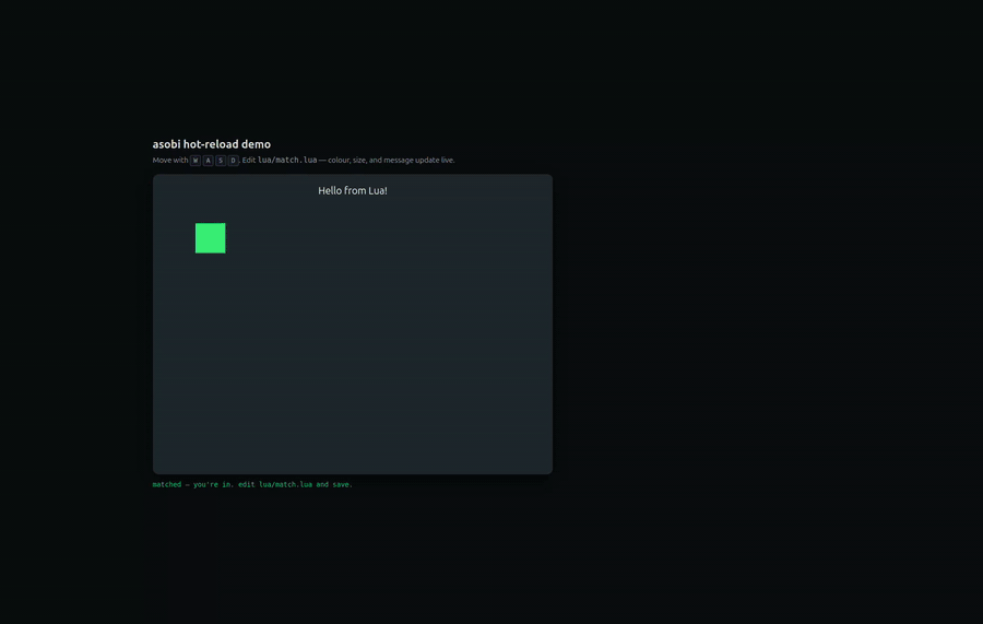 Editing match.lua — the cube changes color while connected
